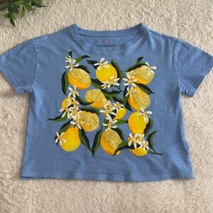 Crewcuts Girls' Lemon Graphic T-shirt Sequins Blue  M 8/9 EUC